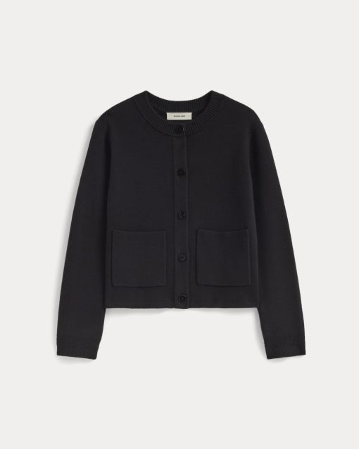 Alternative view of The Crew Cardigan in Everyday Cotton | Black