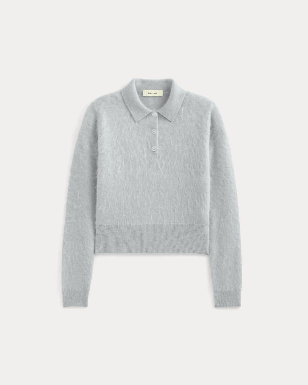 Lush Cashmere Cropped Polo Sweater | Sanderling Gray - Image 2