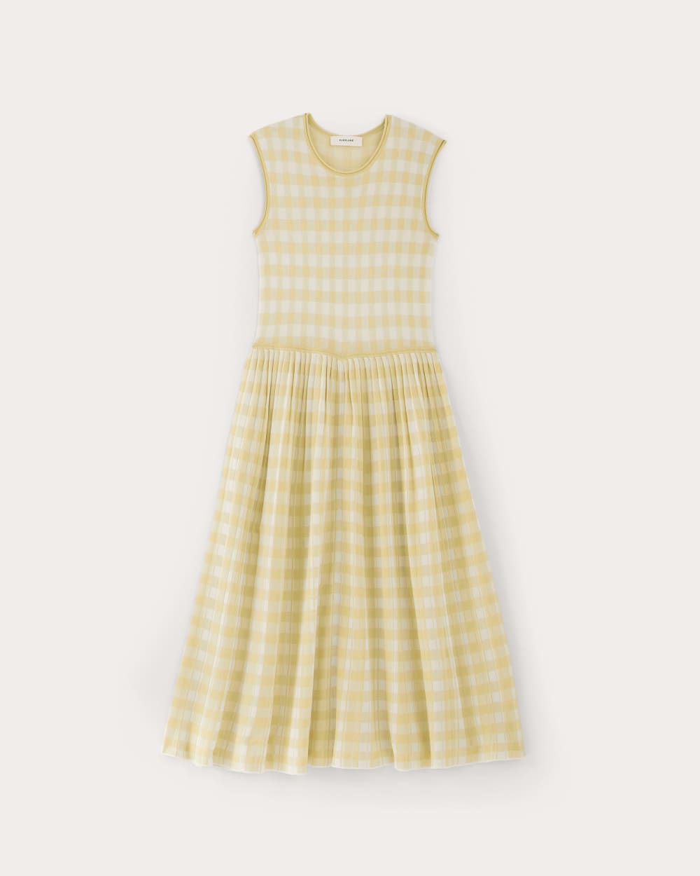 The Knit Pleated Dress | Bone / Parsnip Gingham - Image 2
