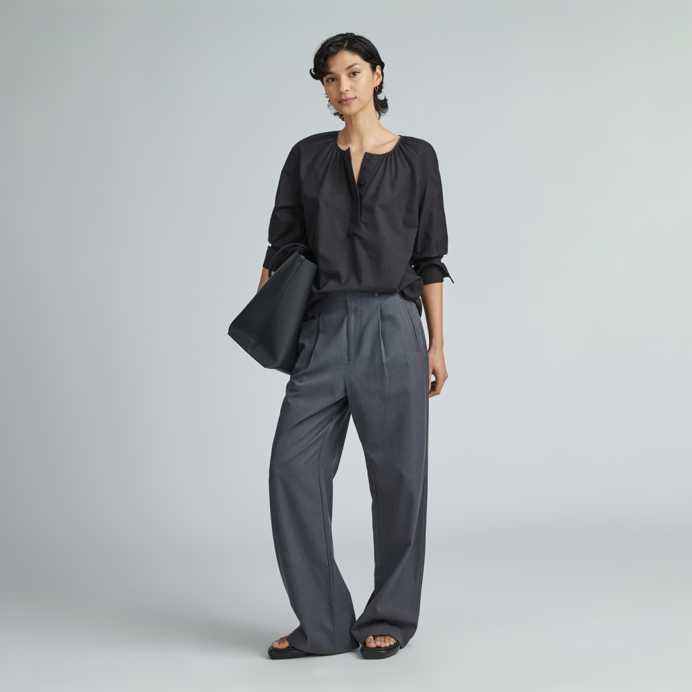 The Silky Cotton Balloon Sleeve Top | Black - Image 6