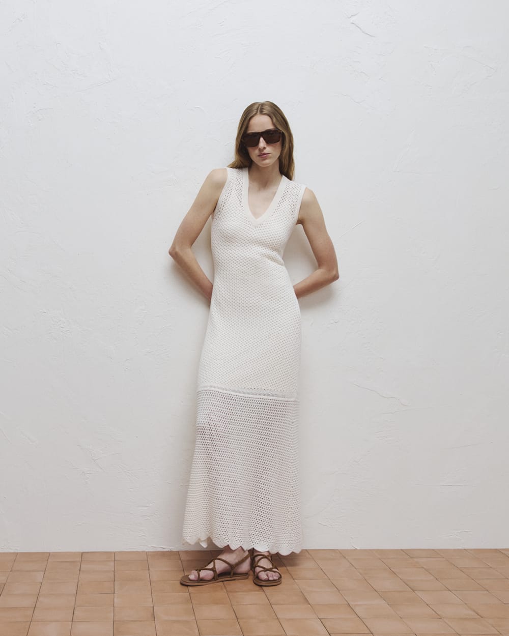 Lace Knit Maxi Sweater Dress | Bone - Image 6