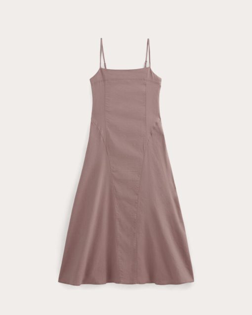 Alternative view of The Seamed Dress in Stretch Linen | Rose Dusk