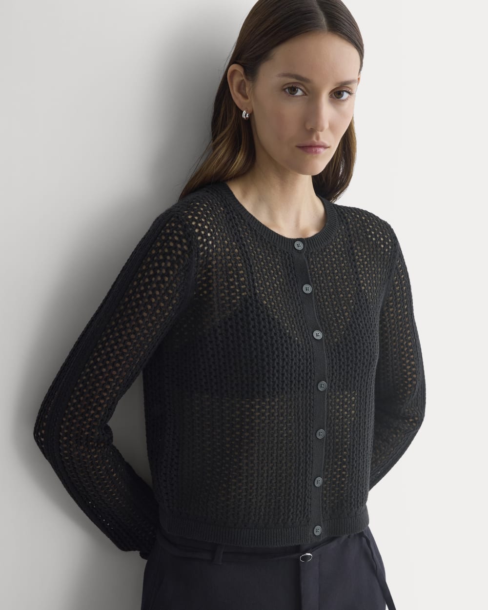 Lace-Knit Cardigan | Black