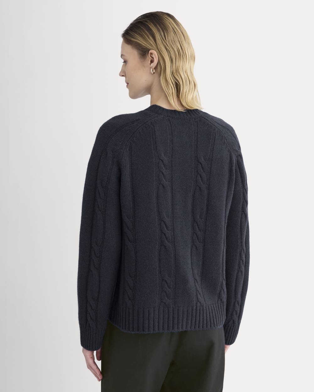 Cable Cardigan in Extrafine Luxe Merino | Navy - Image 5