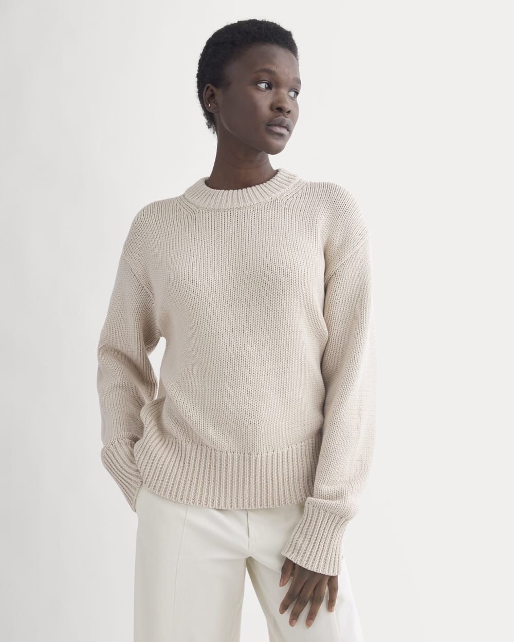Oversized Cocoon Crew in Elevated Cotton | Peyote - Image 3
