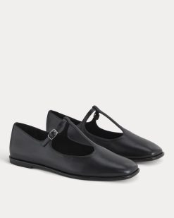 Alternative view of The Leather T-Strap Flat | Black