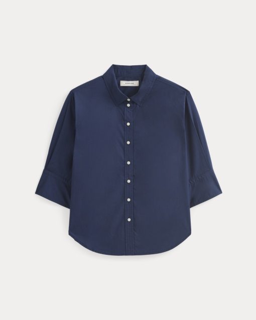 Alternative view of Cuff Detail Shirt in Lightweight Cotton | Navy