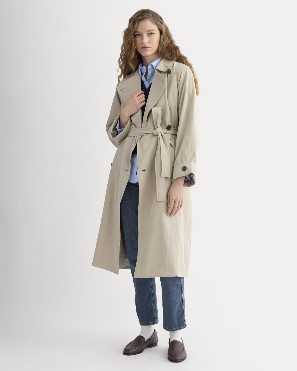 Drapey Twill Trench | Trench Coat Khaki - Image 3