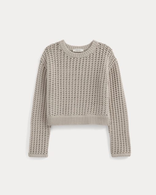 Alternative view of Open-Knit Crew in Elevated Cotton | Peyote
