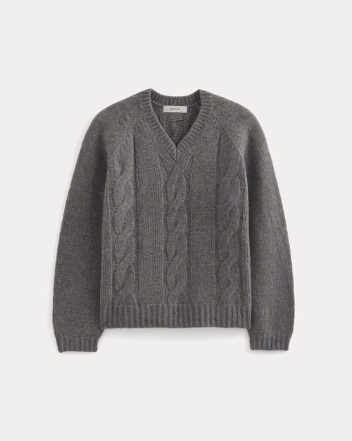 Alternative view of Cloud Cable V-Neck Sweater | Blue Multi Twist