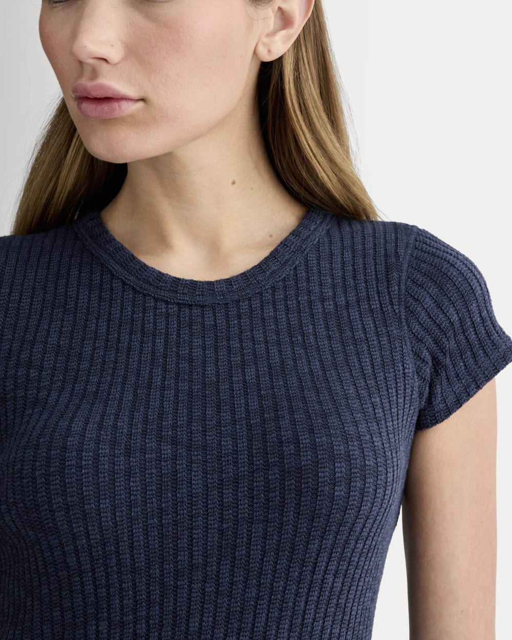 The Cozy Rib Tee | Navy - Image 4