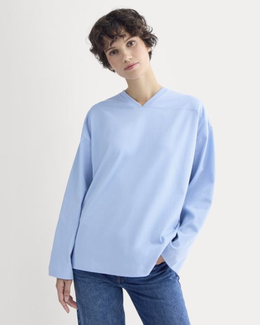 Retro V-Neck Jersey | Open Air Blue