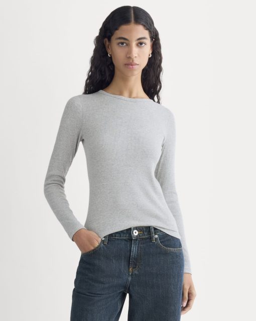 The Luxe Rib Long-Sleeve Crew | Classic Heather Grey