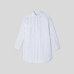 Alternative view of The Way-Long Linen Shirt | Blue / White