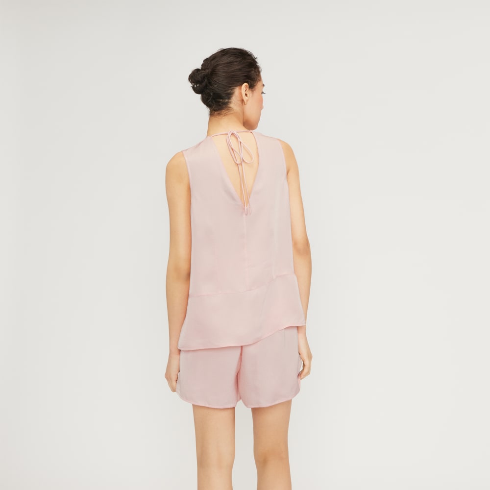 The Satin V-Neck Top | Petal Pink - Image 3