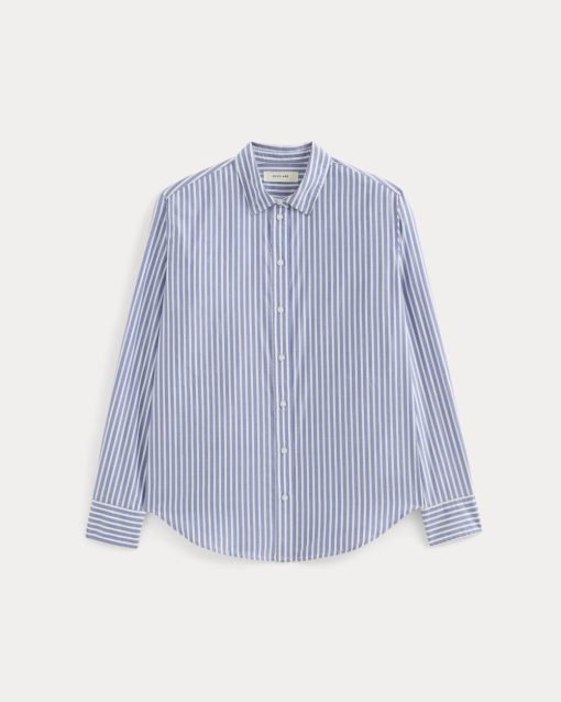 Alternative view of The Must-Have Shirt in Silky Cotton | Bone / Mazarine Blue