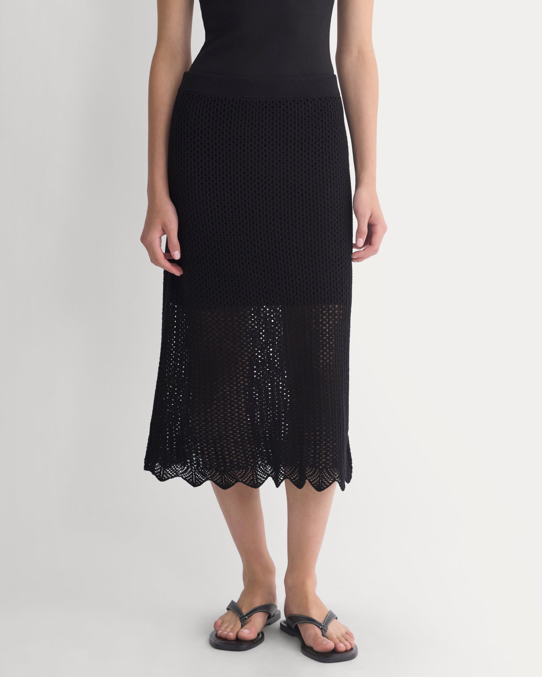 Lace-Knit Midi Skirt | Black - Image 3