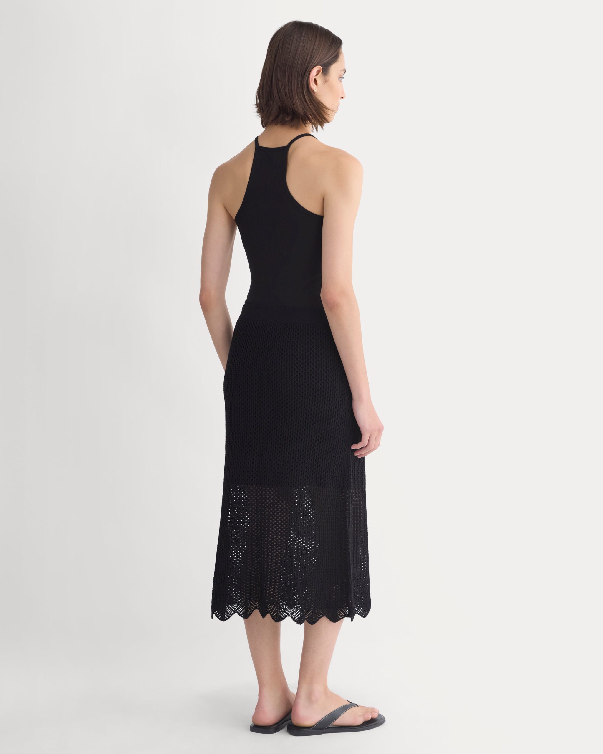 Lace-Knit Midi Skirt | Black - Image 5