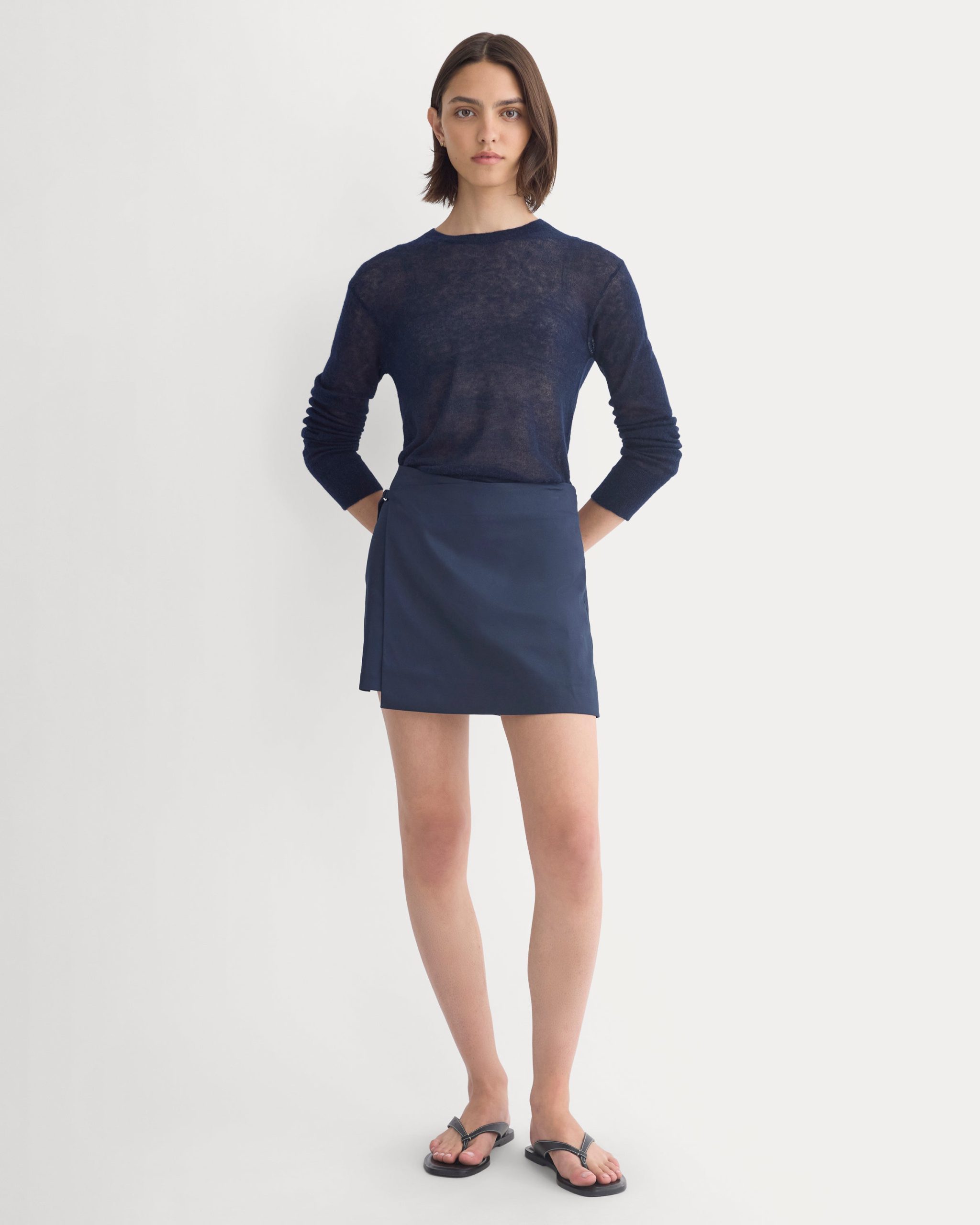 Tailored Drape Mini Skort | Navy