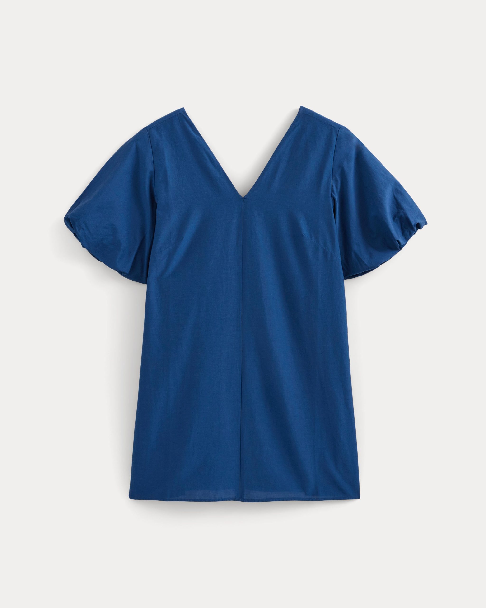 Bubble-Sleeve Mini Dress in Cotton Silk Voile | Estate Blue - Image 2