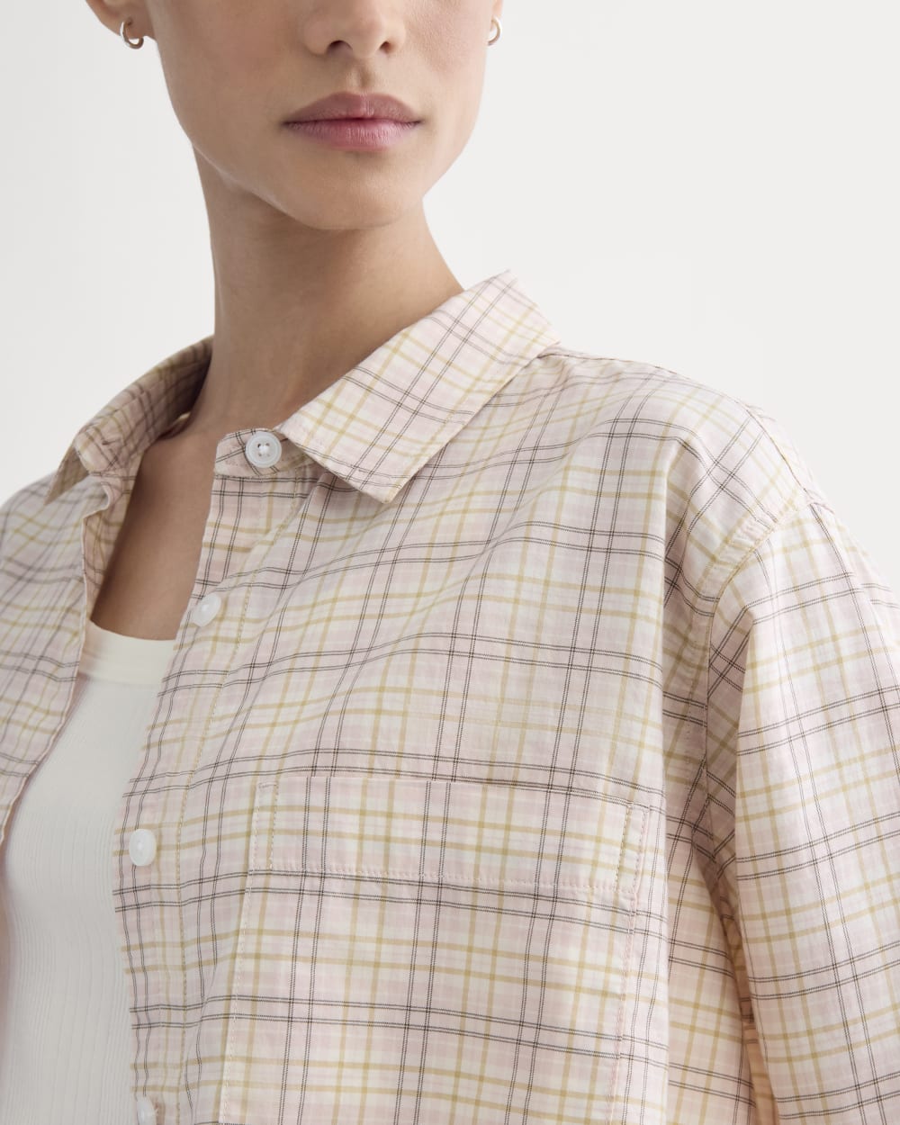 The Way-Short Shirt in Silky Cotton | Plaid - Image 4