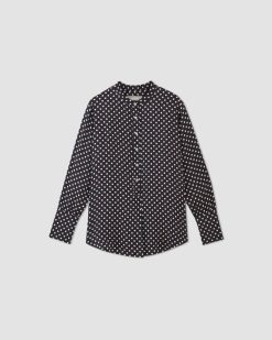 Alternative view of The Hammered Satin Popover Shirt | Black / Bone Polka Dot