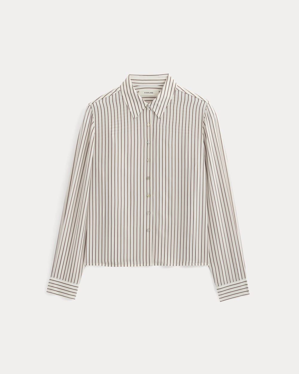 Shrunken Top in Washable Silk | Bone / Toffee Stripe - Image 2
