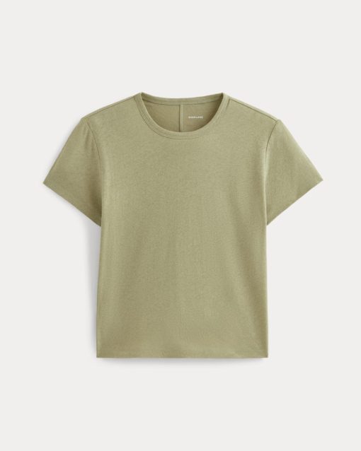 Alternative view of The Box-Cut Tee in Cotton Linen | Eucalyptus