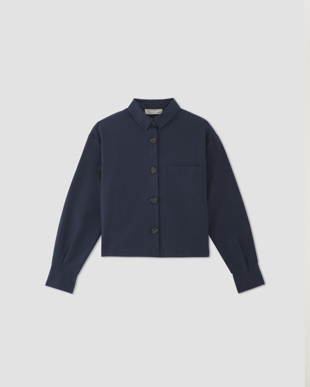 The Structured Cotton Cropped Shirt | Navy - Image 2