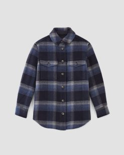 Alternative view of The Italian ReWool® Oversized Shirt Jacket | Navy / Shadow Plaid
