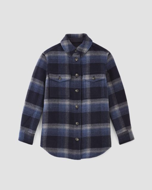 Alternative view of The Italian ReWool® Oversized Shirt Jacket | Navy / Shadow Plaid