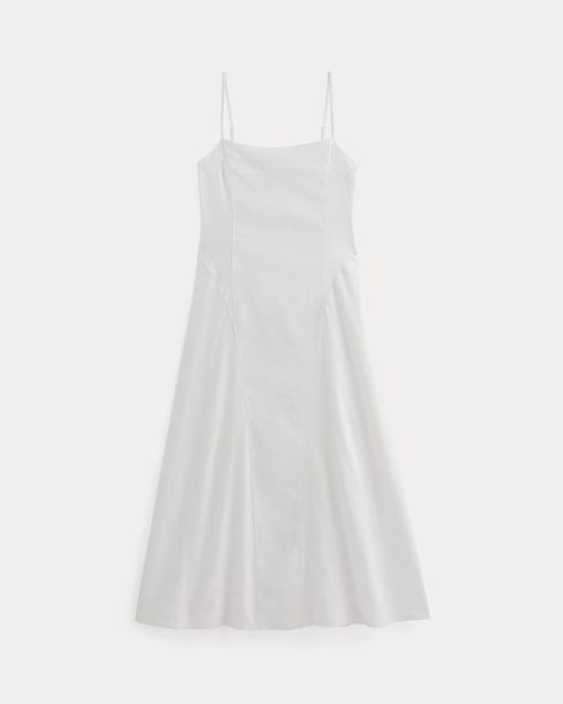 Alternative view of The Seamed Dress in Stretch Linen | White