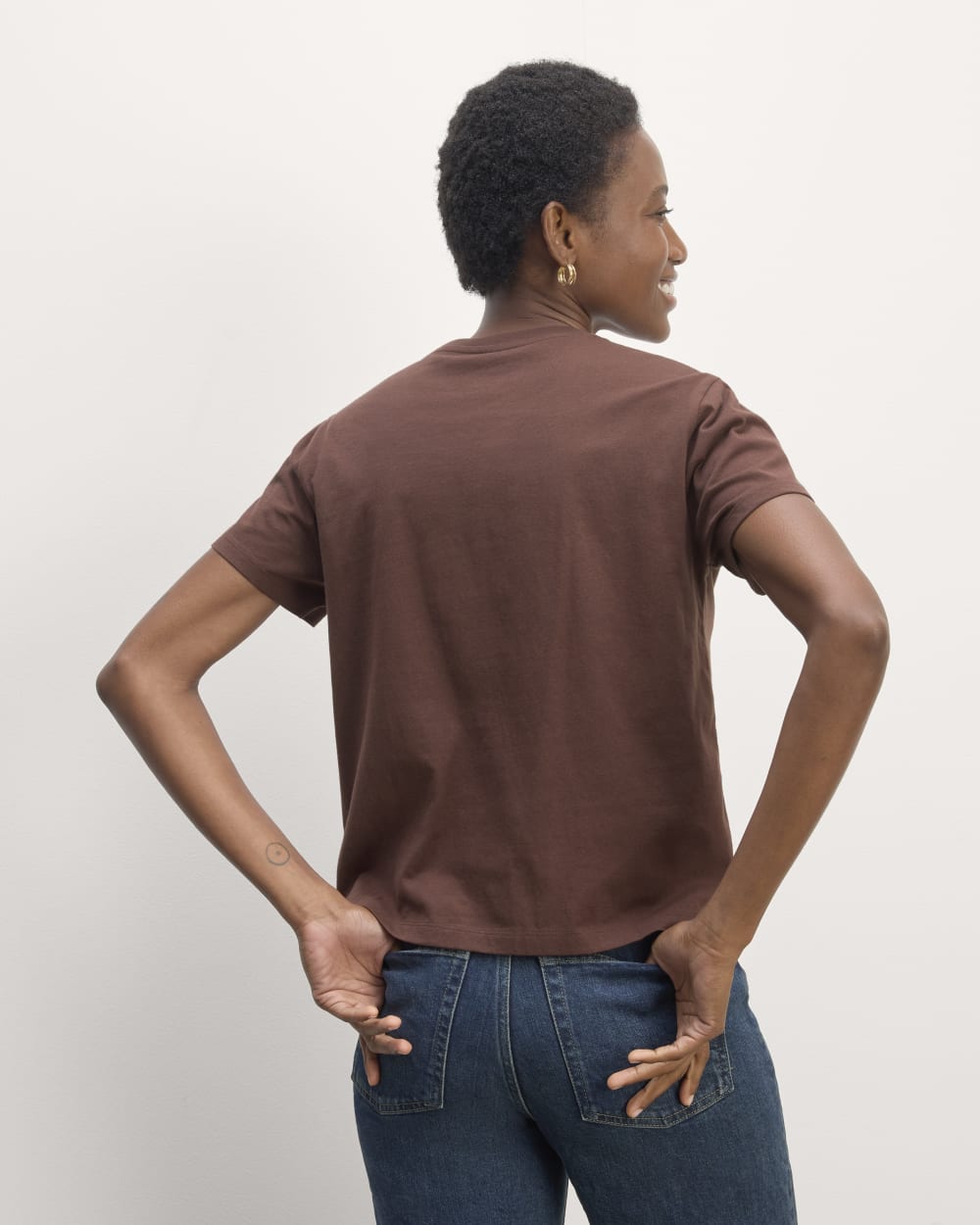 The Box-Cut Tee in Essential Cotton | Dark Mahogany | No Pocket - Image 4