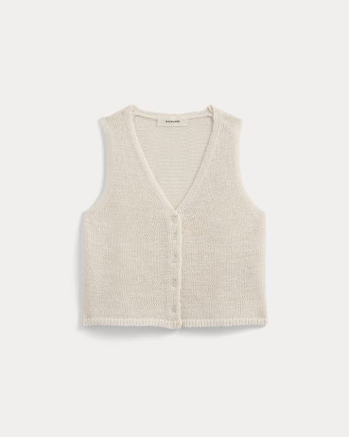 Alternative view of Button-Front Tank in Tape Yarn | Bone