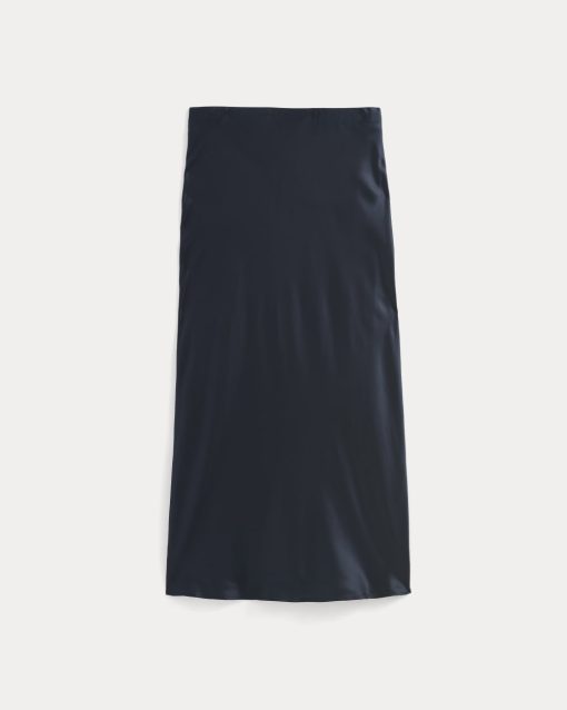 Alternative view of Slip Skirt in Silk Charmeuse | Navy