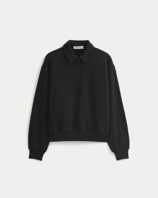 Alternative view of Lightweight Terry Polo Sweatshirt | Black