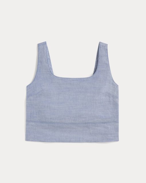 Alternative view of The Square Tank in Stretch Linen | Chambray