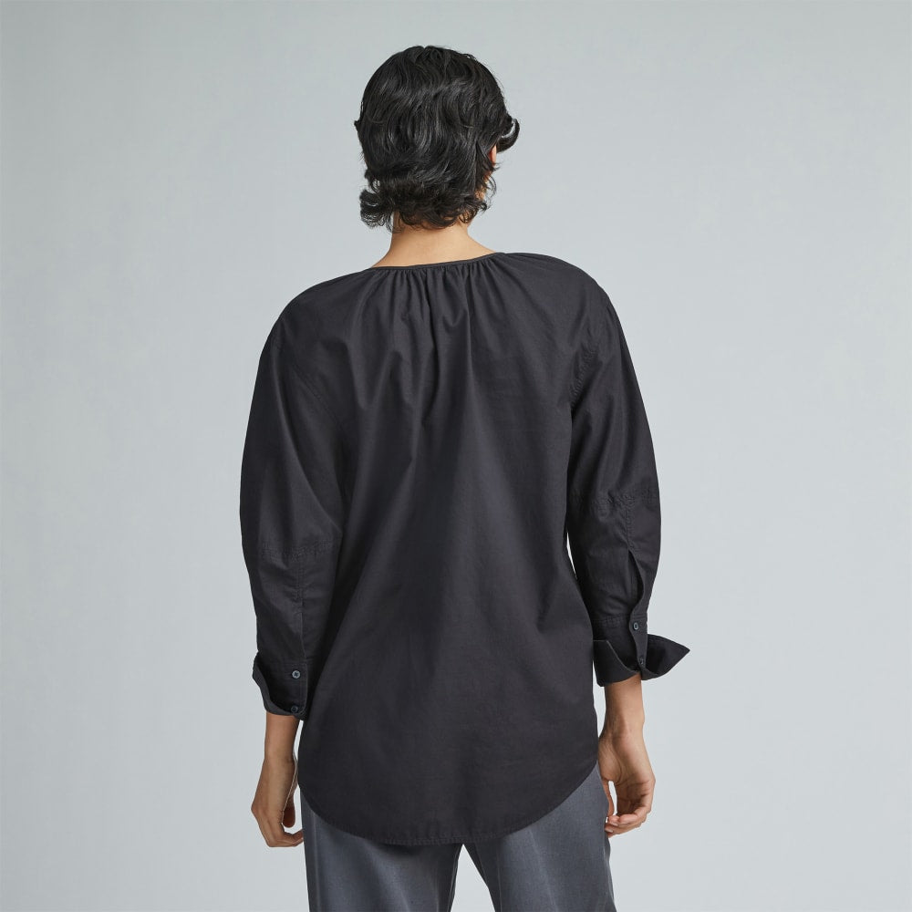 The Silky Cotton Balloon Sleeve Top | Black - Image 3