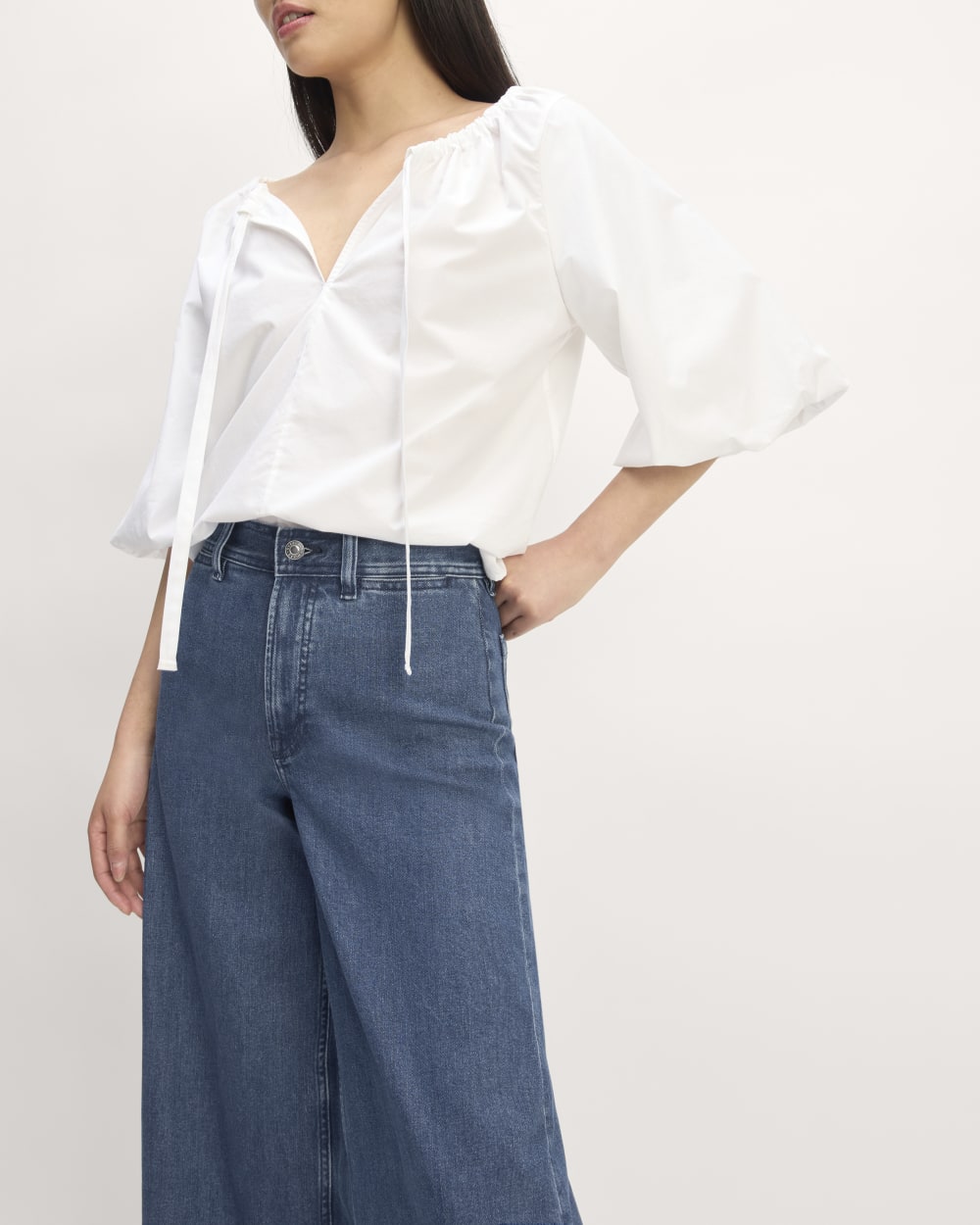 The Supima® Puff-Sleeve Top | White - Image 3