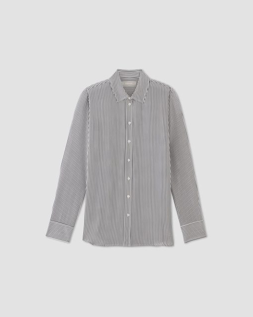 Alternative view of The Must-Have Shirt in Washable Silk | Black / White
