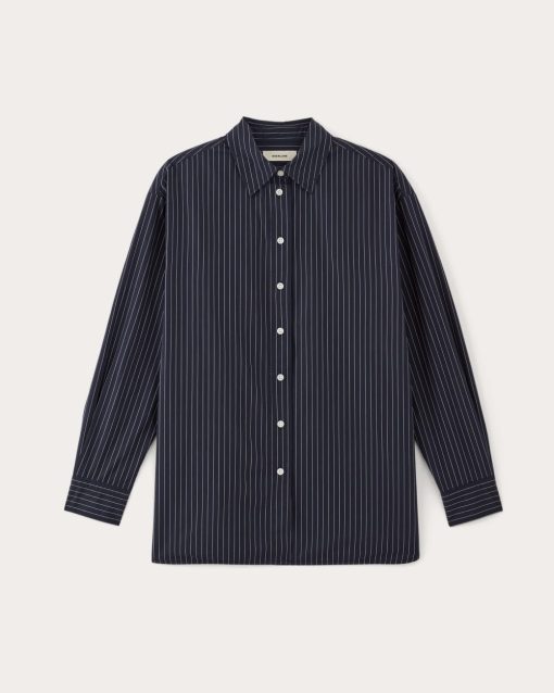 Alternative view of The Supima® Cotton Boyfriend Shirt | Navy / White