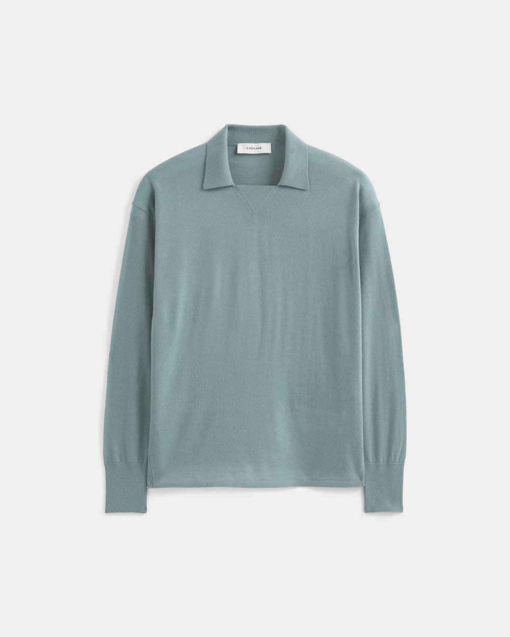 Oversized Polo in Ultrafine Merino | Gray Mist - Image 2