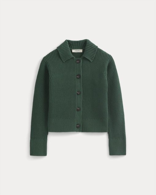 Alternative view of Shrunken Cardigan in Everyday Cotton | Hunter Green