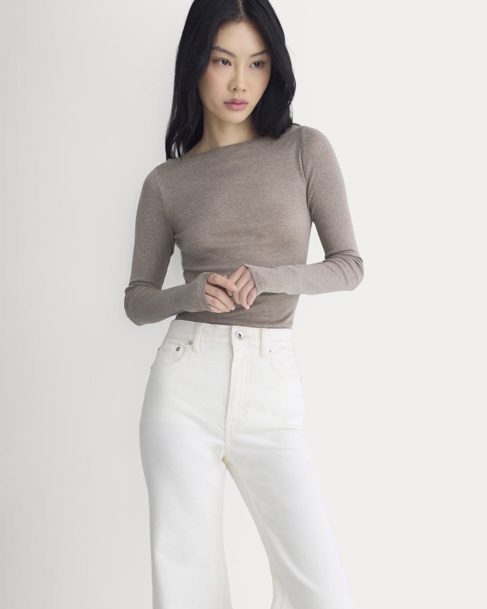 Tissue Boatneck Top | Heathered Chocolate Chip - Image 6