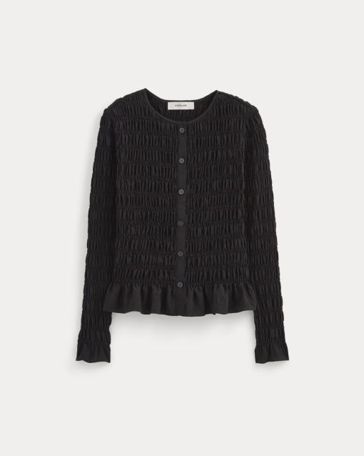 Alternative view of The Smocked Cardigan | Black