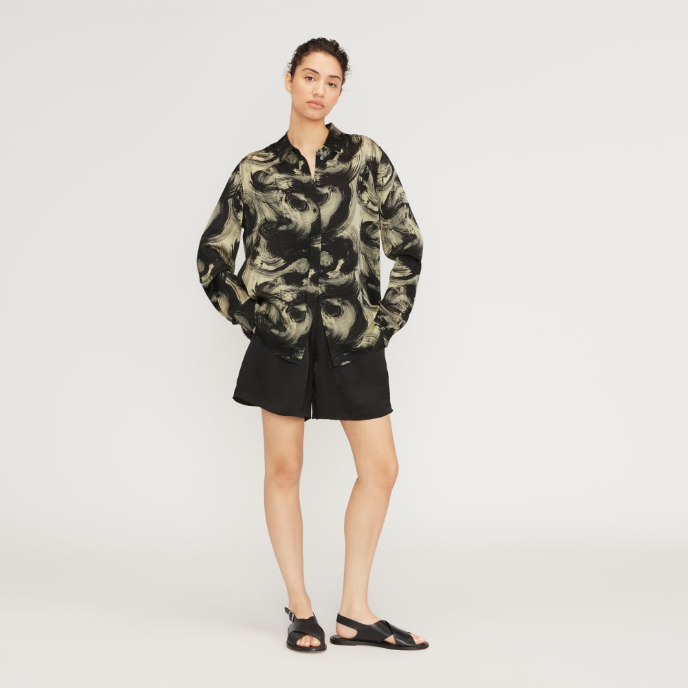 The Satin Relaxed Shirt | Pale Yellow / Black - Image 6