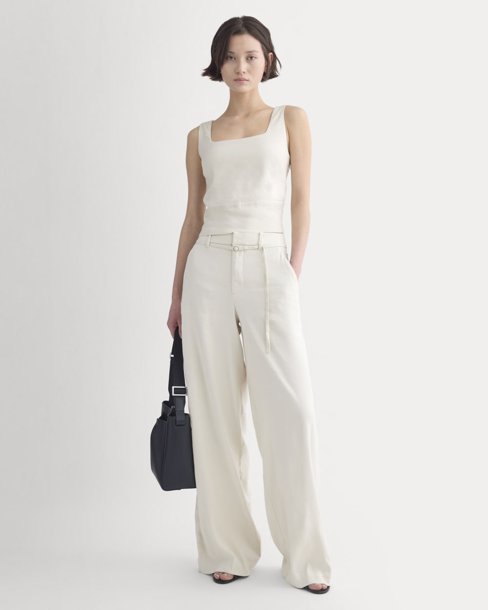Square Tank in Stretch Linen | Birch - Image 3