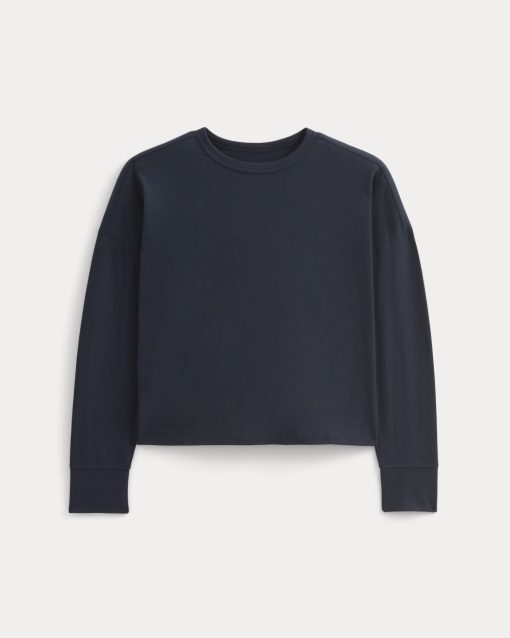 Alternative view of Oversized Boxy Crew in Essential Cotton | Deep Navy