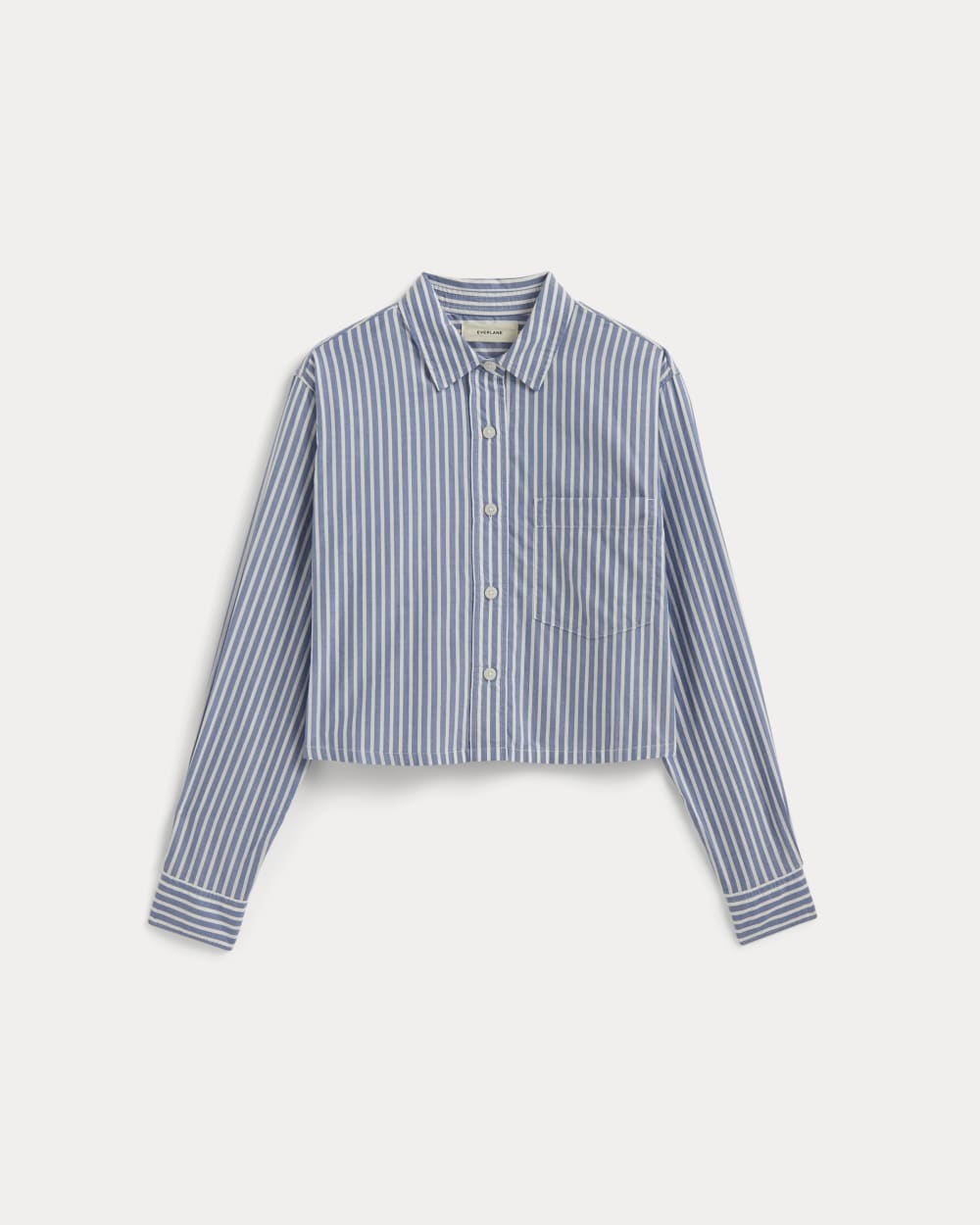 The Way-Short Shirt in Silky Cotton | Bone / Mazarine Blue - Image 2