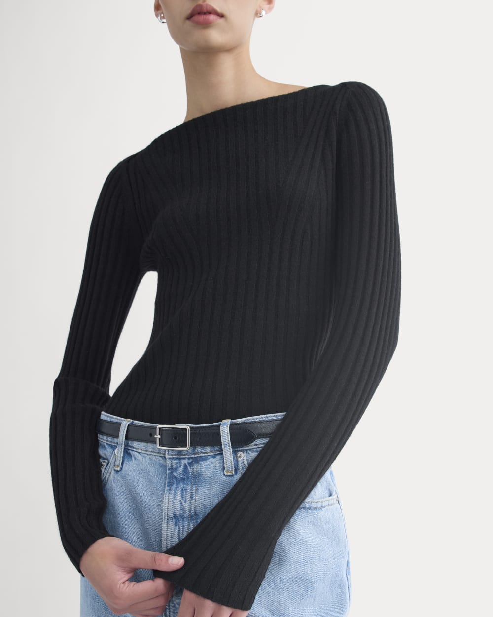Cashmere Ribbed Boat-Neck Sweater | Black - Image 5